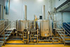 Russia Stavropol brewery, beer name Roks ,lauter tun, clarification tank, masher, hop kettle